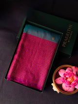 Peacock blue and purple Pure Vintage Kanchipuram Silk saree - PPURE130