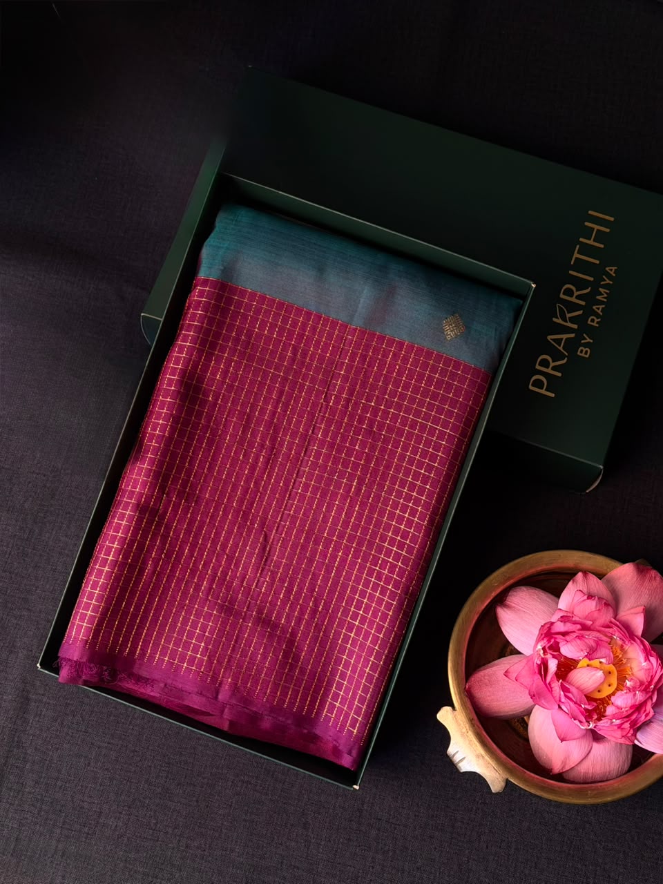 Peacock blue and purple Pure Vintage Kanchipuram Silk saree - PPURE130