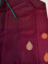 Maroon and aqua Green Pure Kanchipuram Silk saree - PPURE131