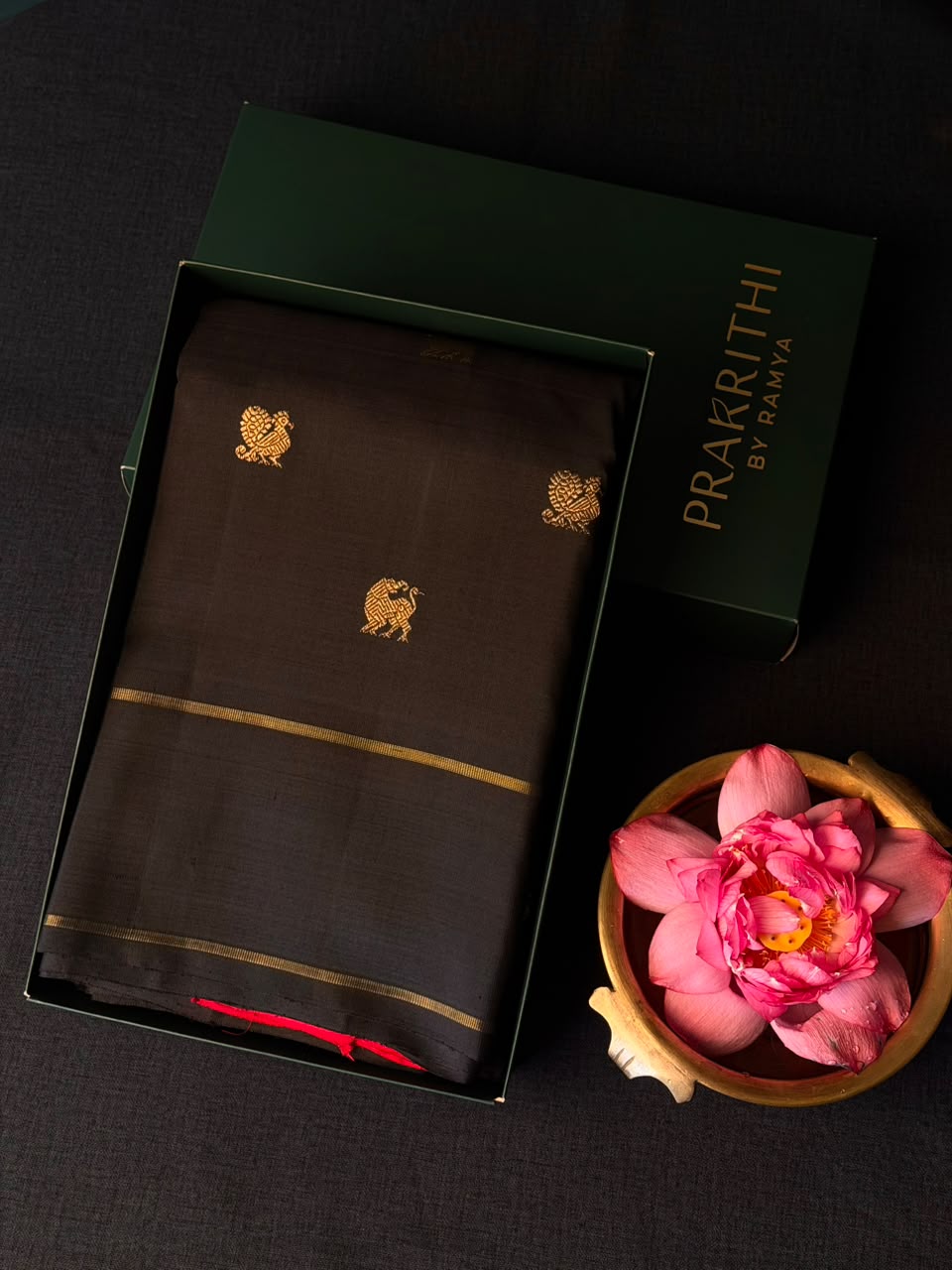 Black and Red Pure Kanchipuram Silk saree - PPURE132