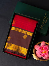 Maroon and Brown Pure Kanchipuram Silk saree - PPURE134