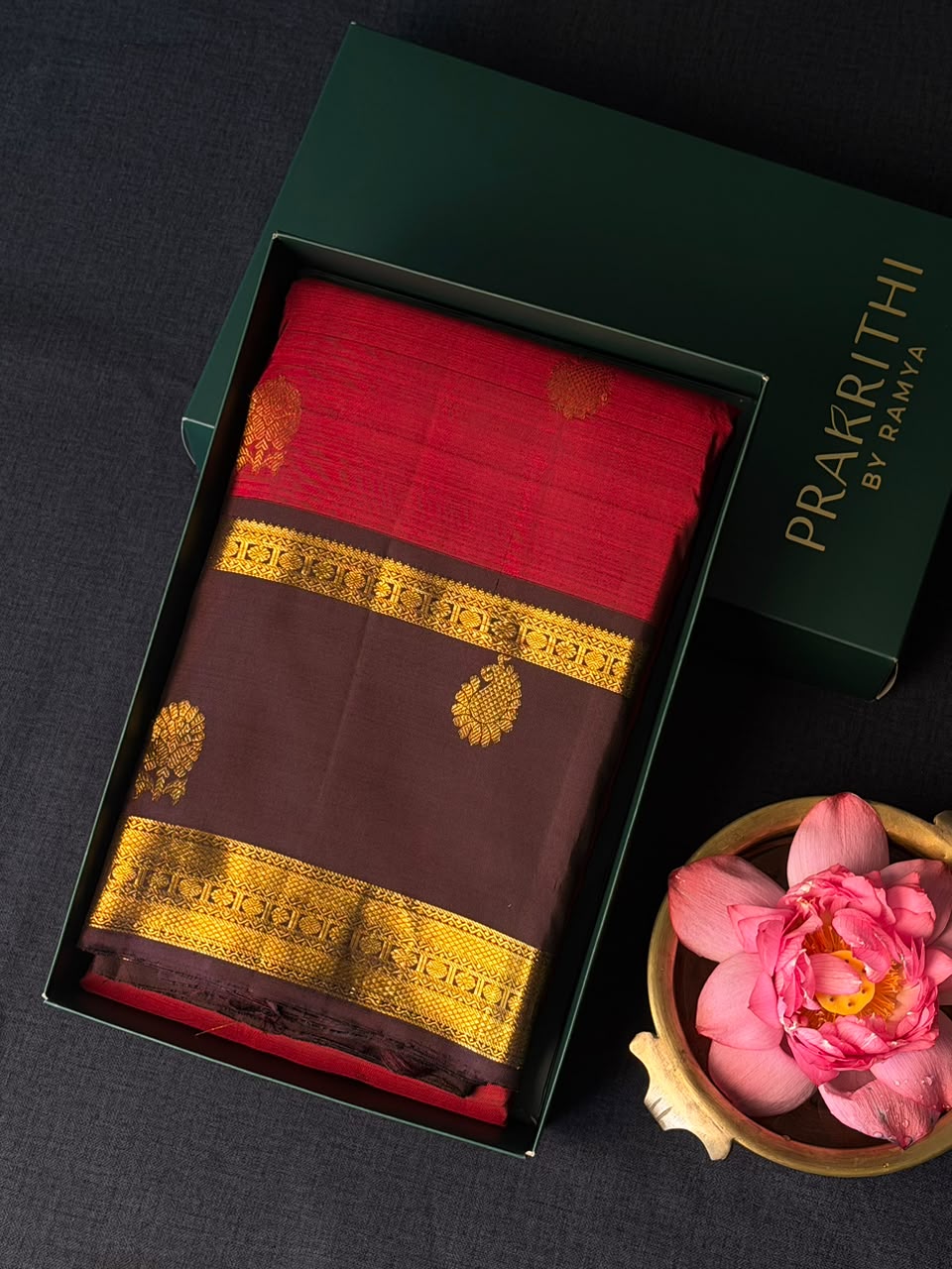 Maroon and Brown Pure Kanchipuram Silk saree - PPURE134