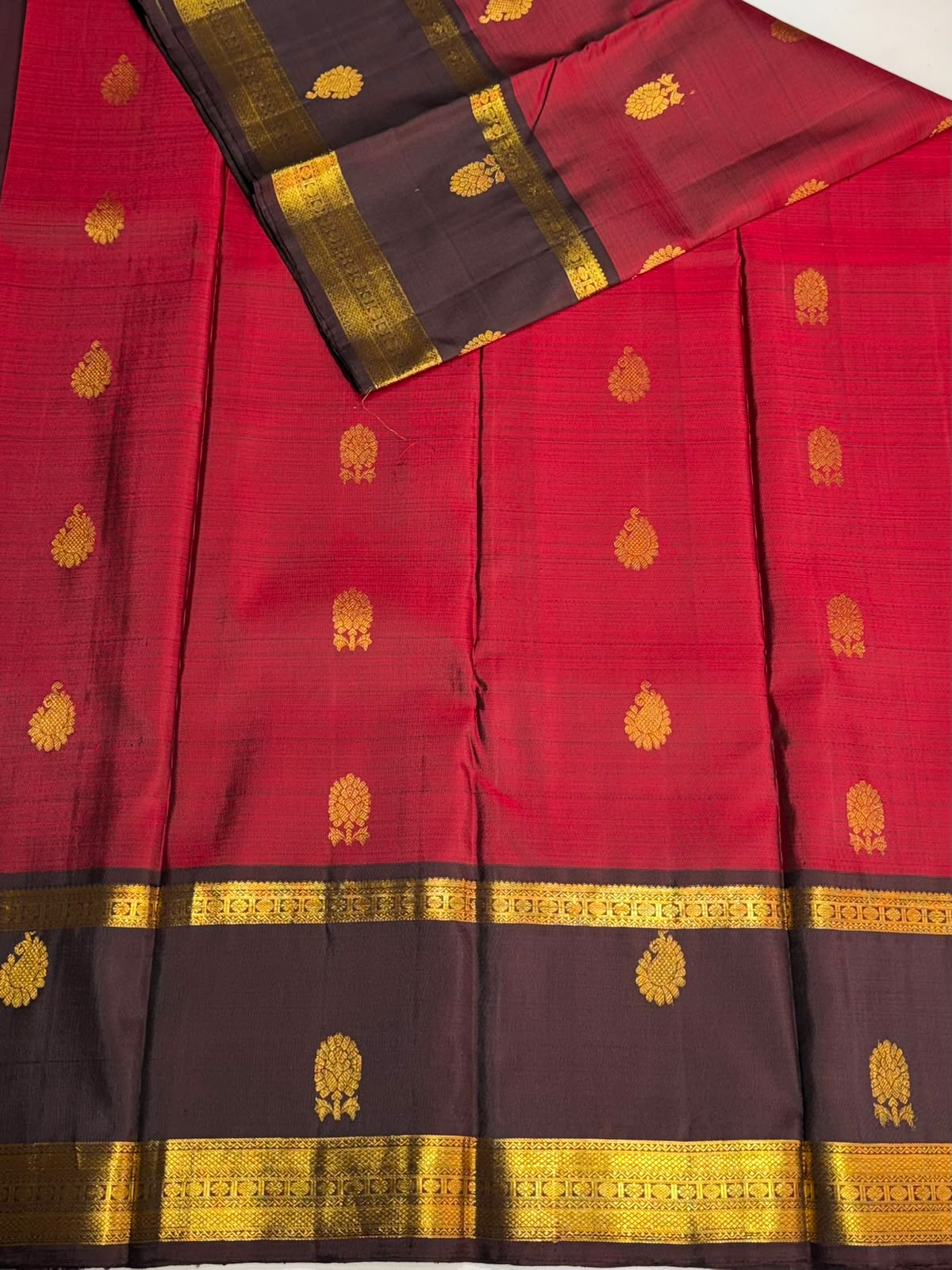 Maroon and Brown Pure Kanchipuram Silk saree - PPURE134