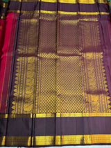 Maroon and Brown Pure Kanchipuram Silk saree - PPURE134
