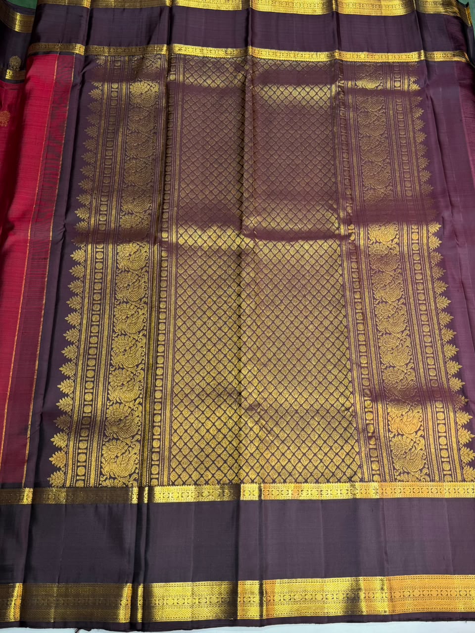 Maroon and Brown Pure Kanchipuram Silk saree - PPURE134