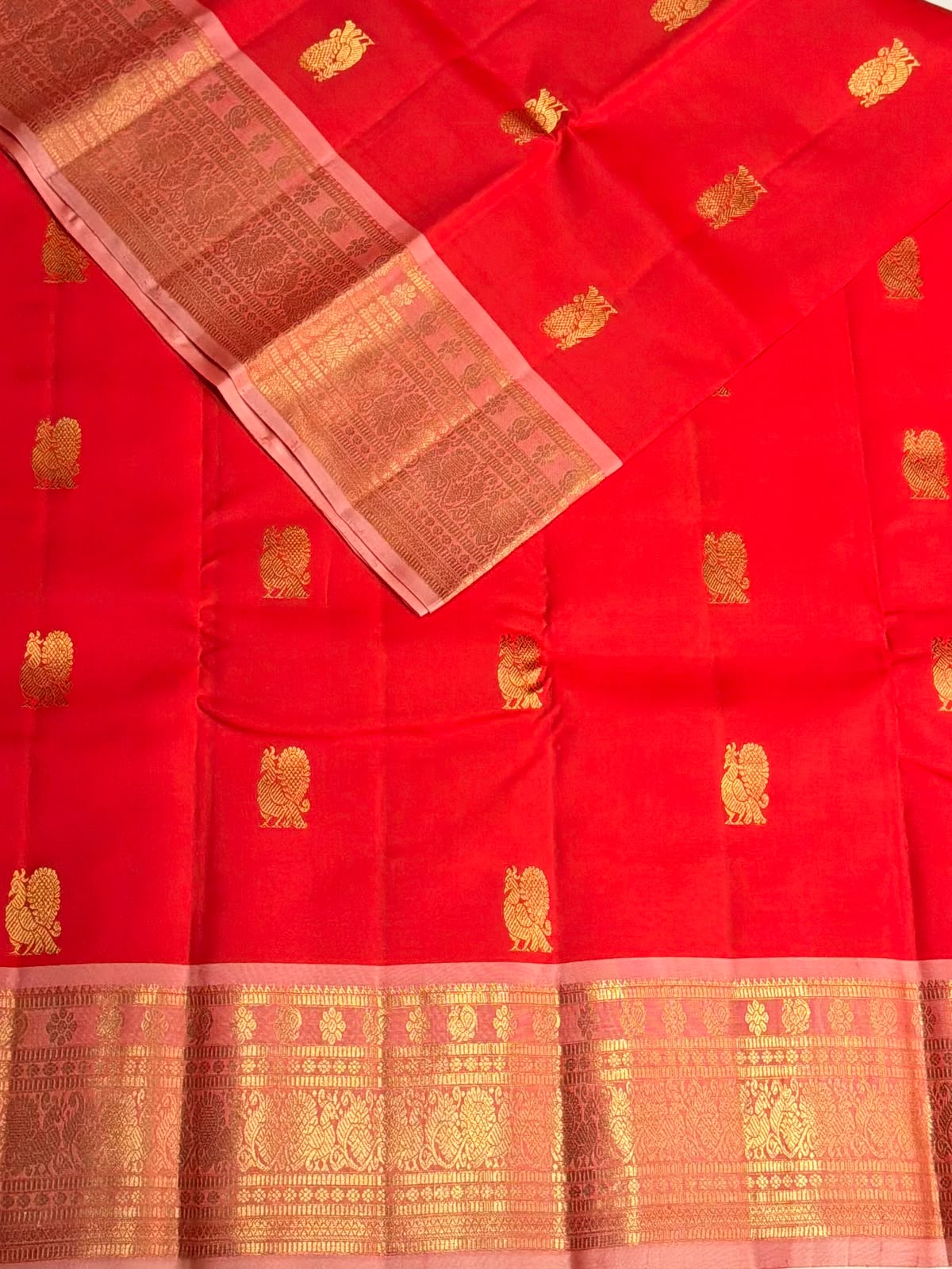 Red and Pink Pure Vintage Kanchipuram Silk saree - PPURE122