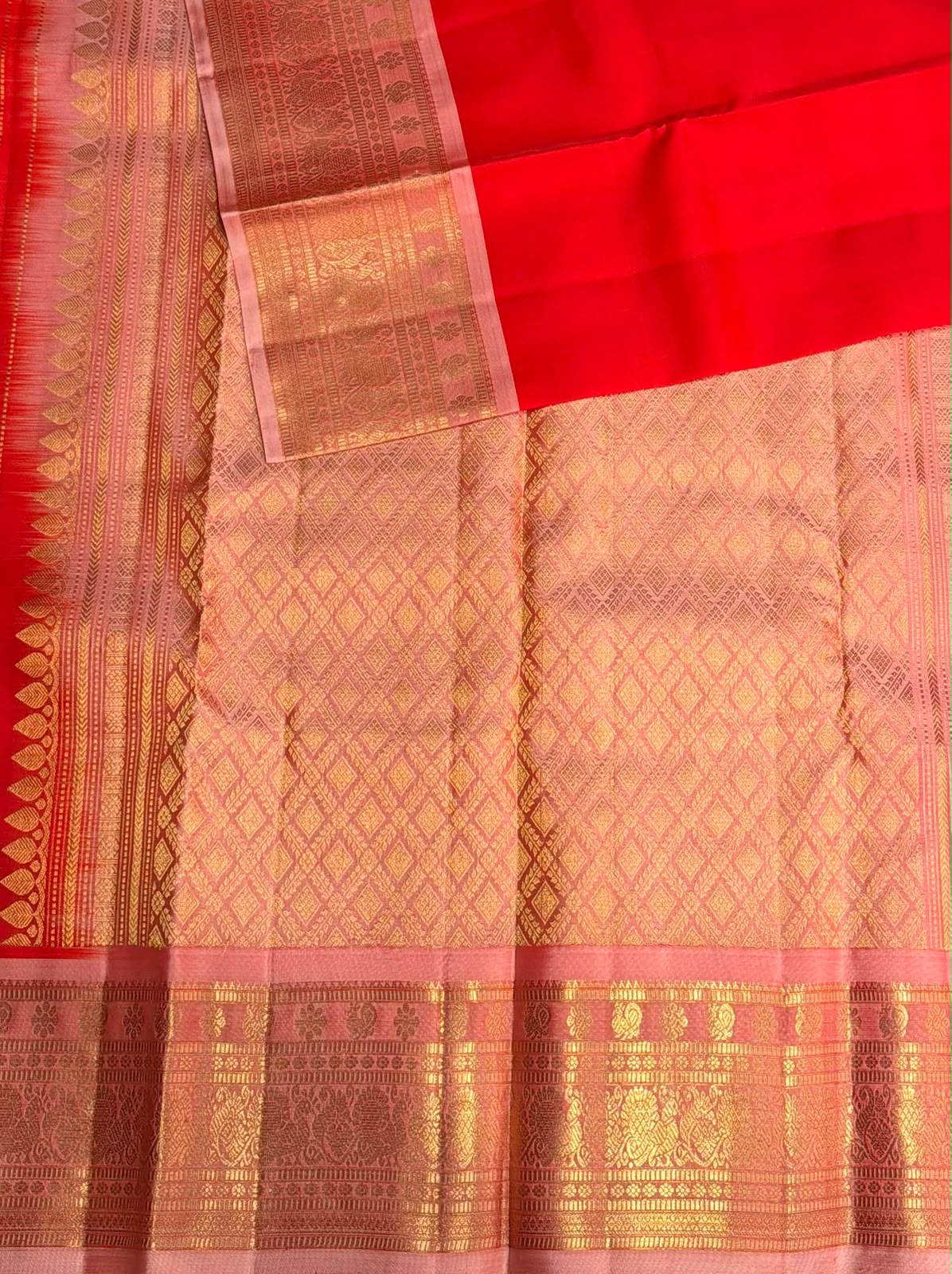 Red and Pink Pure Vintage Kanchipuram Silk saree - PPURE122