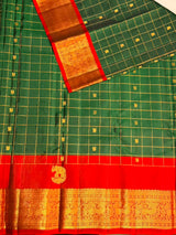 Green and Red Pure Vintage Kanchipuram Silk saree - PPURE123