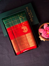 Green and Red Pure Vintage Kanchipuram Silk saree - PPURE123