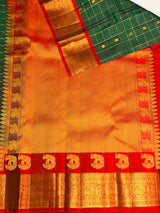 Green and Red Pure Vintage Kanchipuram Silk saree - PPURE123