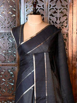 Black Tusser Silk saree- PBR63