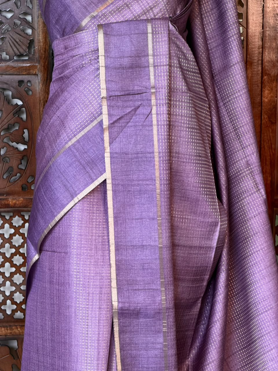Lavender Tusser Silk saree- PBR63G