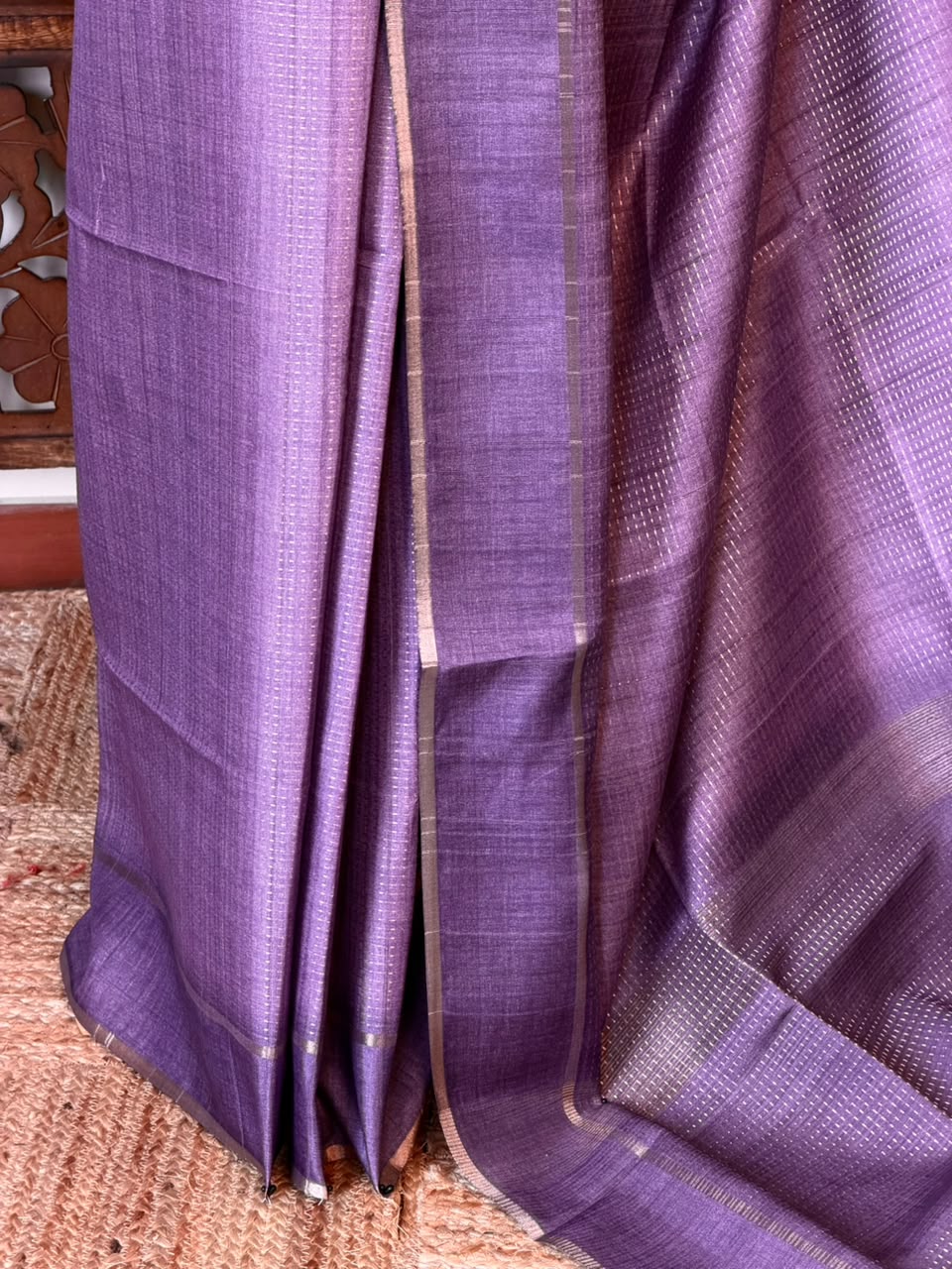 Lavender Tusser Silk saree- PBR63G