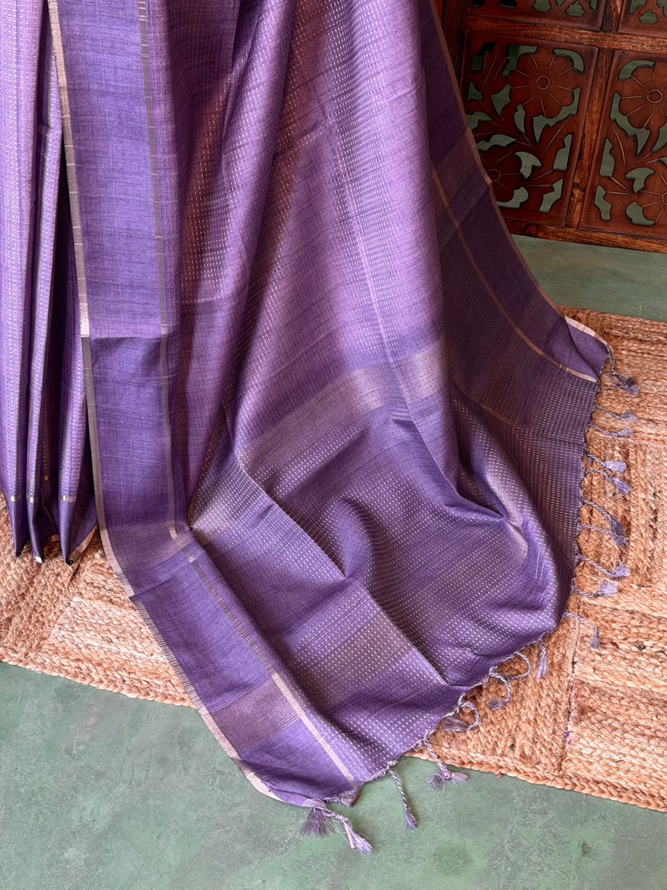 Lavender Tusser Silk saree- PBR63G