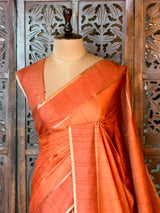 Rust Shade Tusser Silk saree- PBR63F