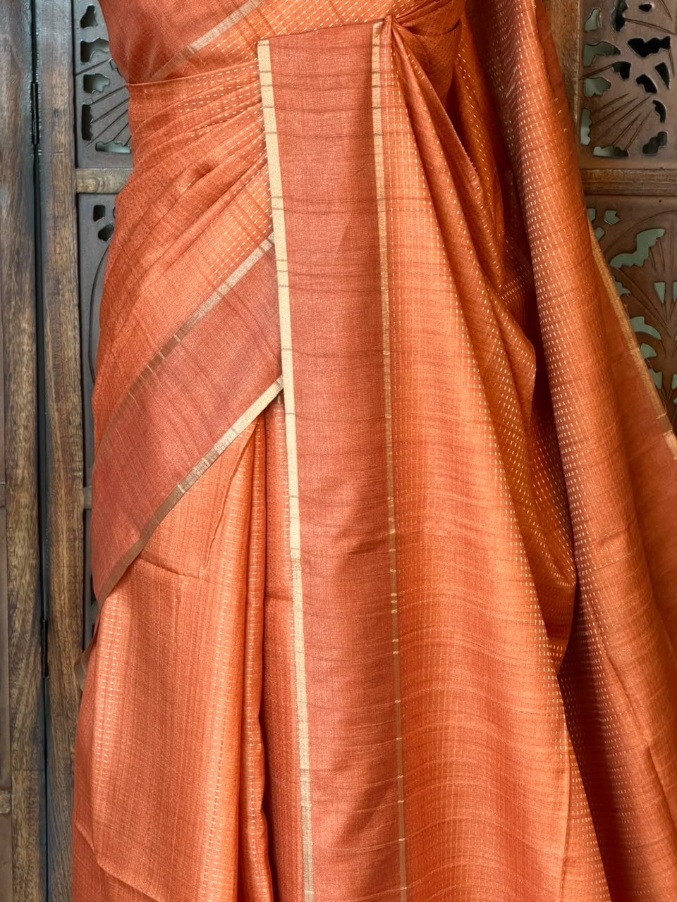 Rust Shade Tusser Silk saree- PBR63F