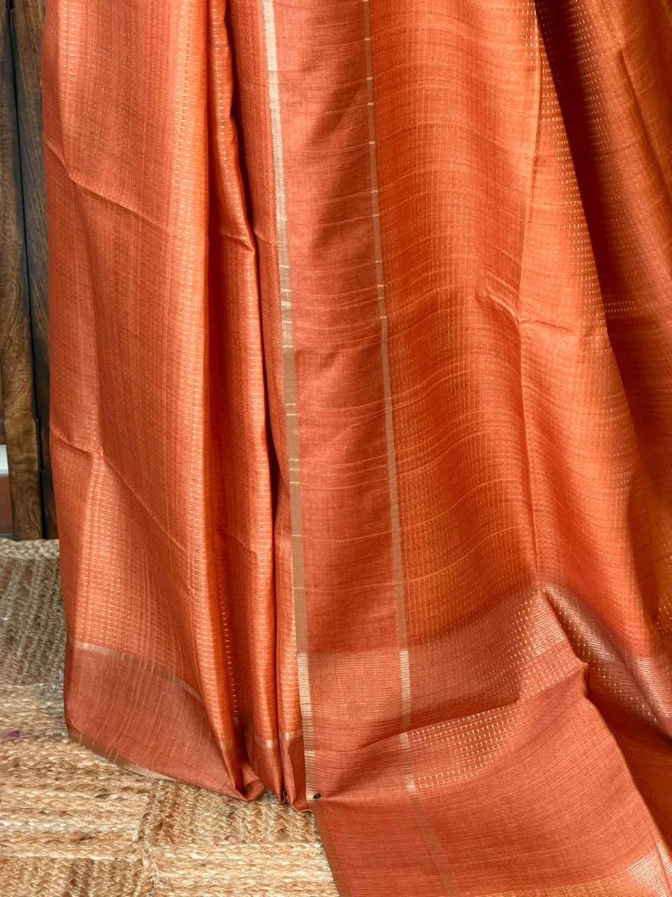 Rust Shade Tusser Silk saree- PBR63F