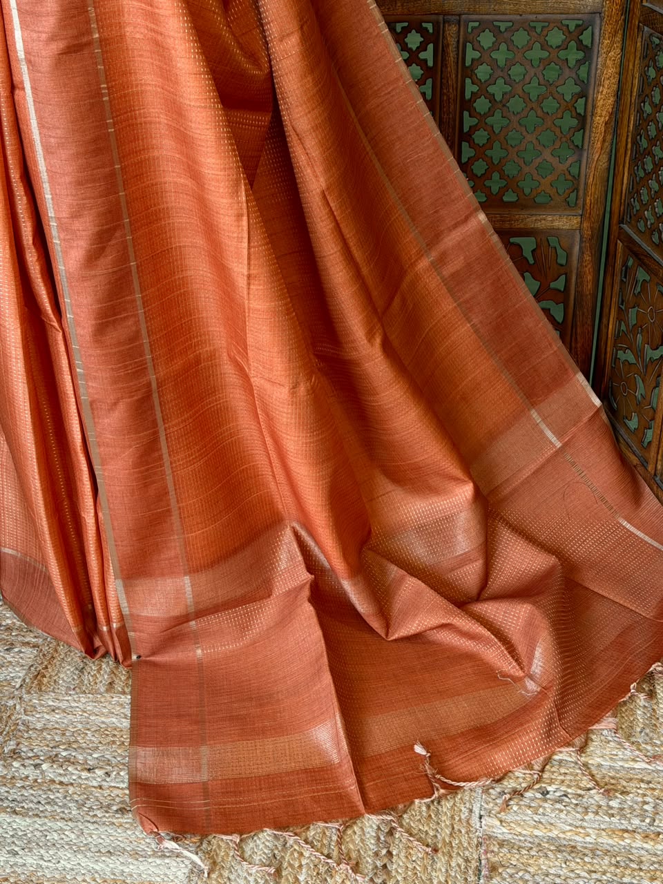 Rust Shade Tusser Silk saree- PBR63F