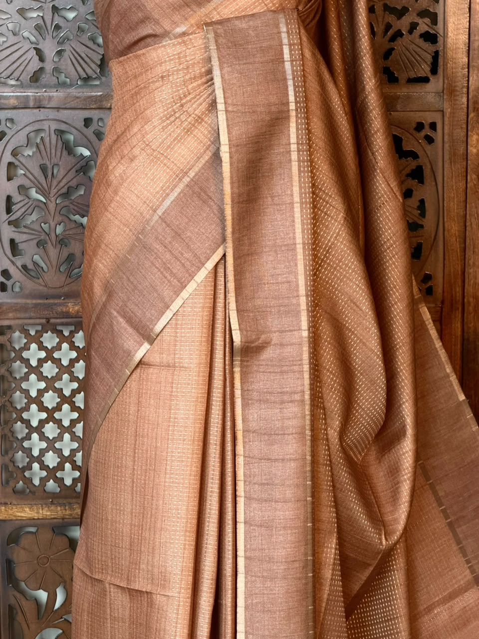 Chicku Shade Tusser Silk saree- PBR63D