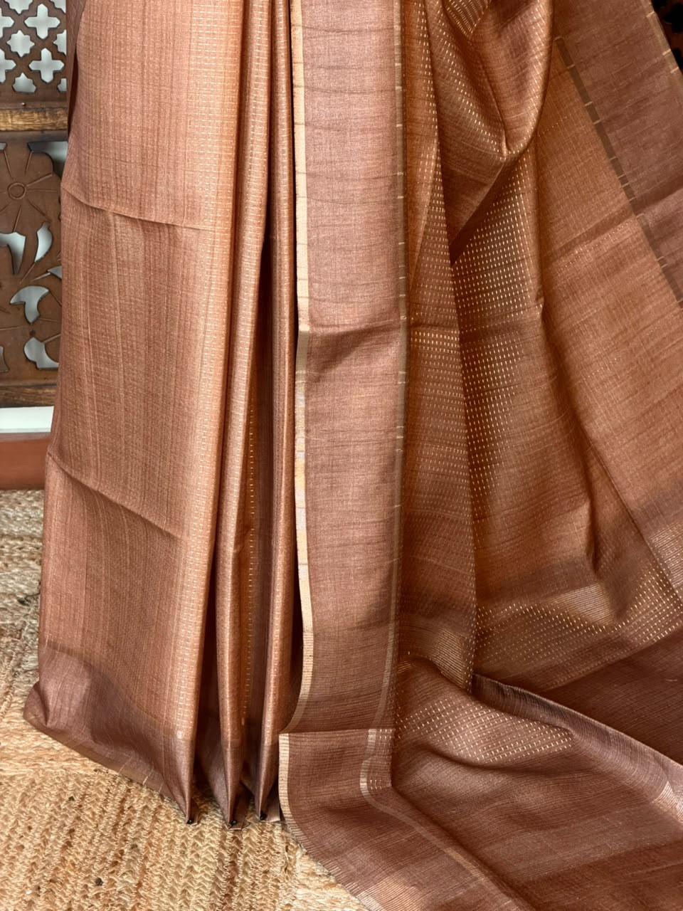 Chicku Shade Tusser Silk saree- PBR63D