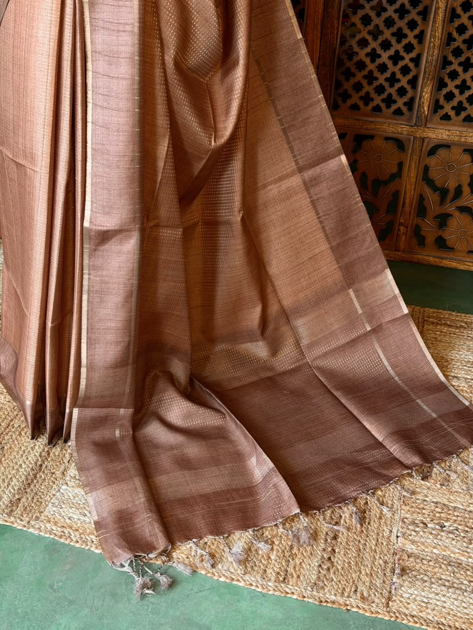 Chicku Shade Tusser Silk saree- PBR63D