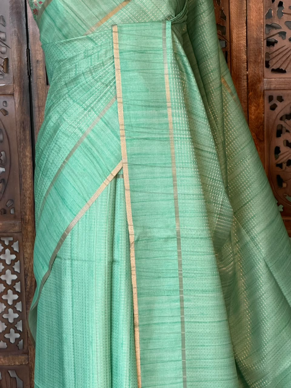Aqua GreenTusser Silk saree- PBR63B