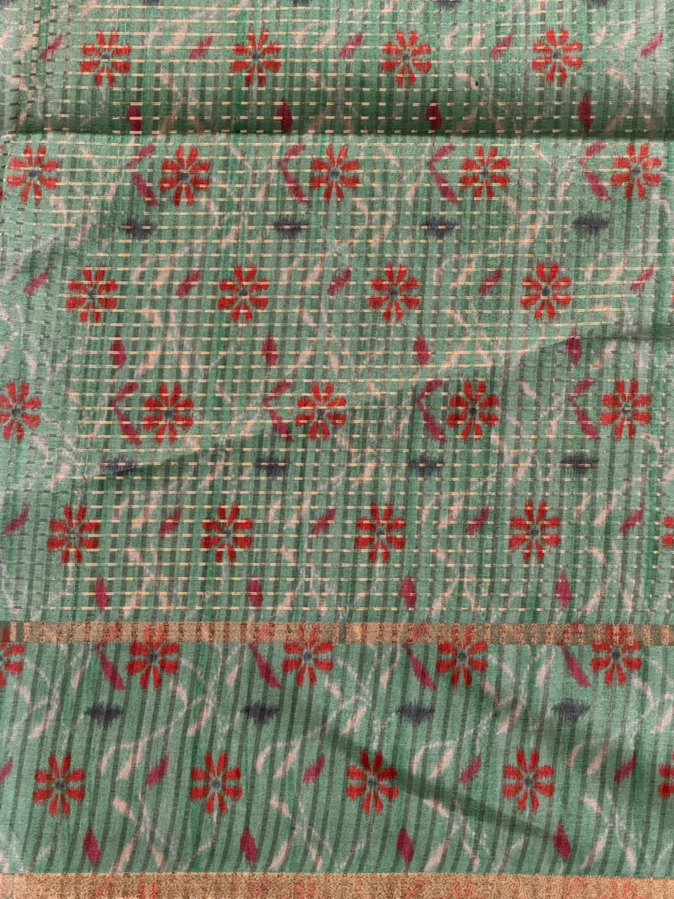 Aqua GreenTusser Silk saree- PBR63B