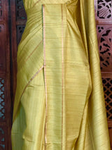 Lemon Green Tusser Silk saree- PBR63A