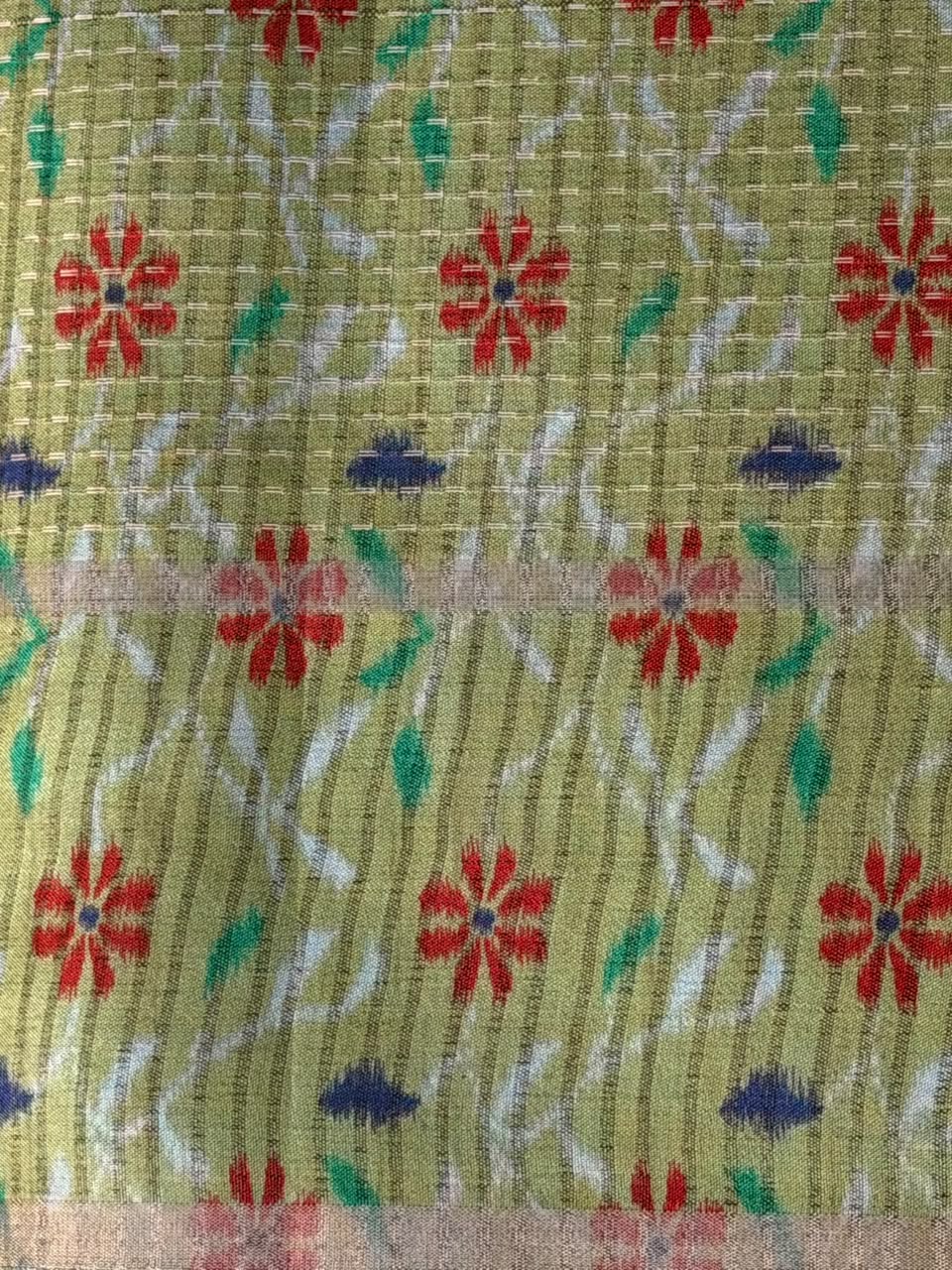 Lemon Green Tusser Silk saree- PBR63A