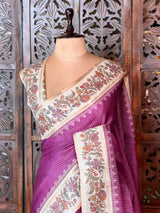 Purple Tusser Silk saree- PBR63K