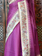Purple Tusser Silk saree- PBR63K
