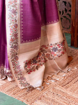 Purple Tusser Silk saree- PBR63K