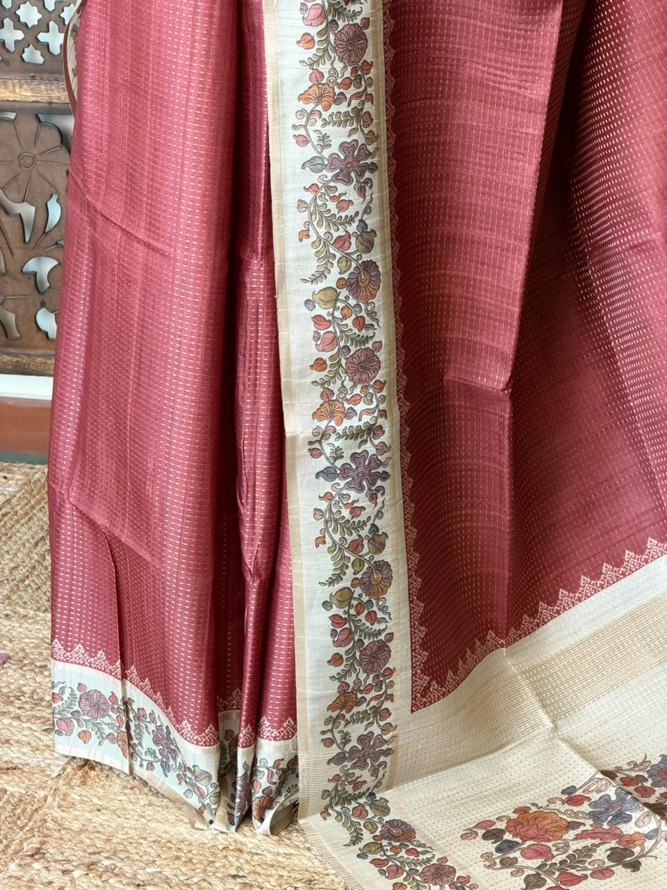 Maroon Tusser Silk saree- PBR63L