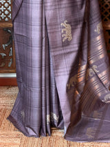 Tiger woven Tusser Silk saree- PBR62D