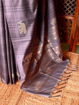 Tiger woven Tusser Silk saree- PBR62D