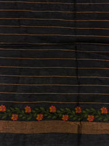 Black Chanderi silk cotton Jamdani woven saree- PBRJ10