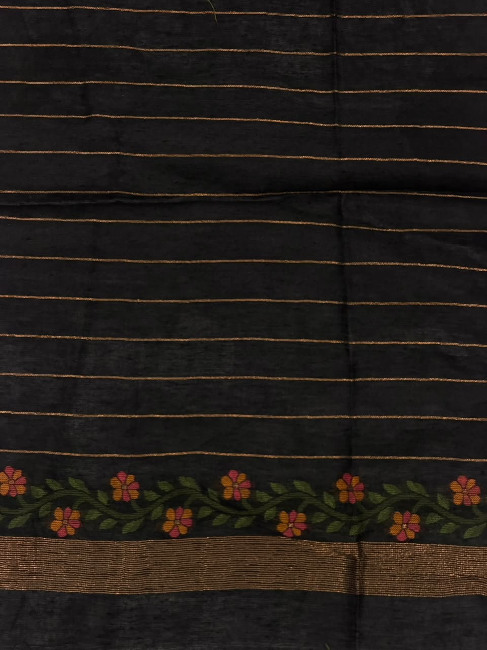 Black Chanderi silk cotton Jamdani woven saree- PBRJ10