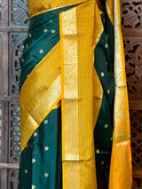 Green and yellow Semi banarasi silksaree -PFAZ14