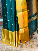 Green and yellow Semi banarasi silksaree -PFAZ14