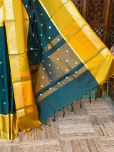 Green and yellow Semi banarasi silksaree -PFAZ14