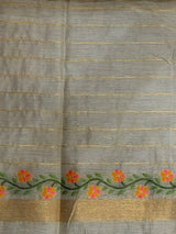 Ivory Chanderi silk cotton Jamdani woven saree- PBRJ9