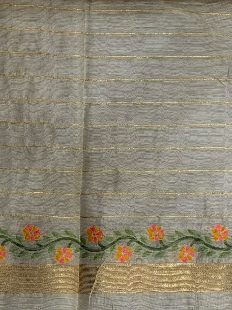 Ivory Chanderi silk cotton Jamdani woven saree- PBRJ9