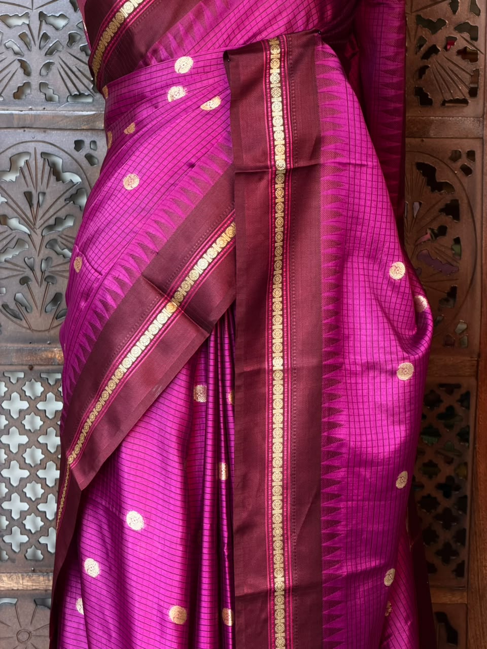 Magenta and maroon Semi banarasi silksaree -PFAZ10