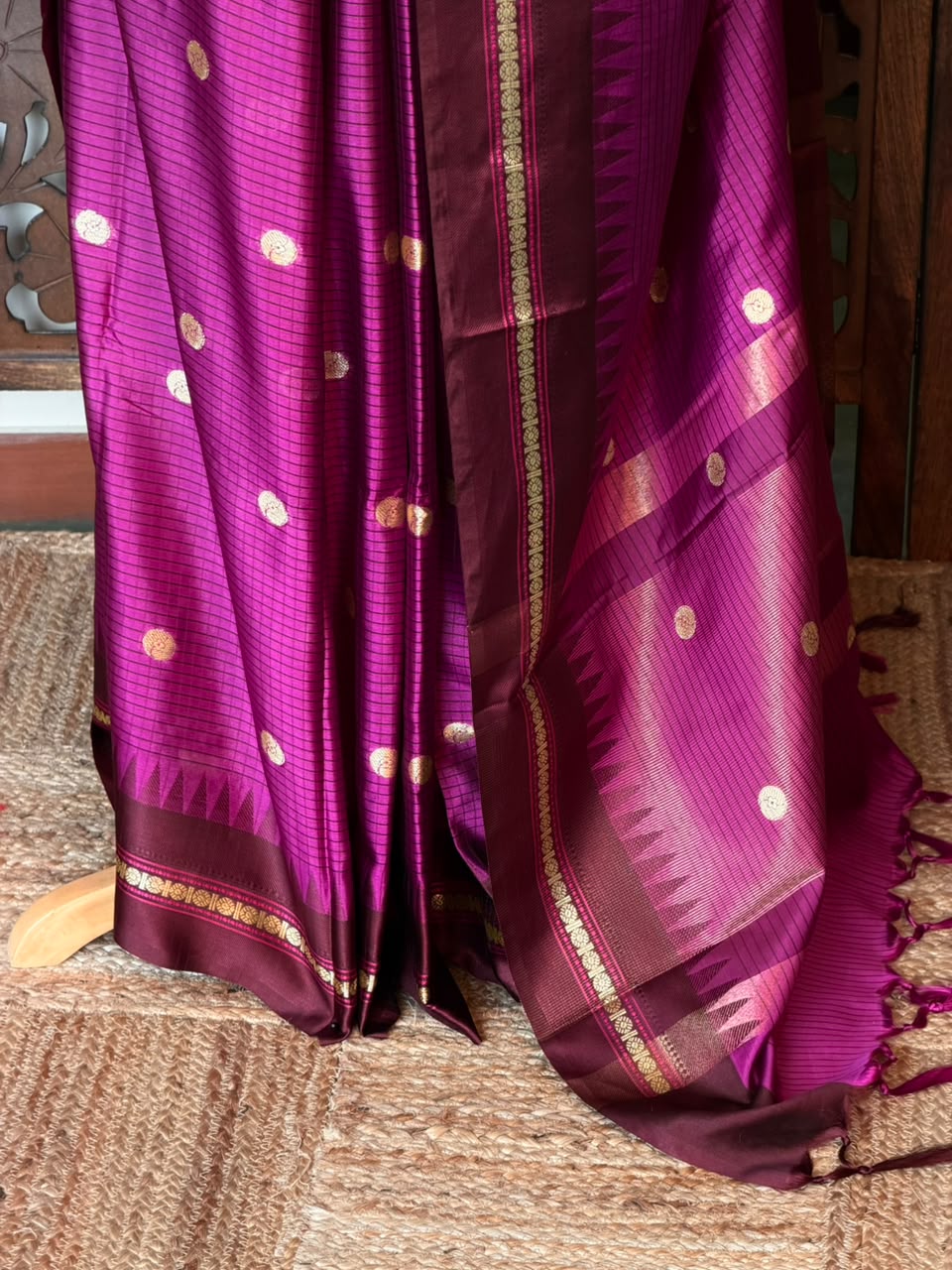 Magenta and maroon Semi banarasi silksaree -PFAZ10