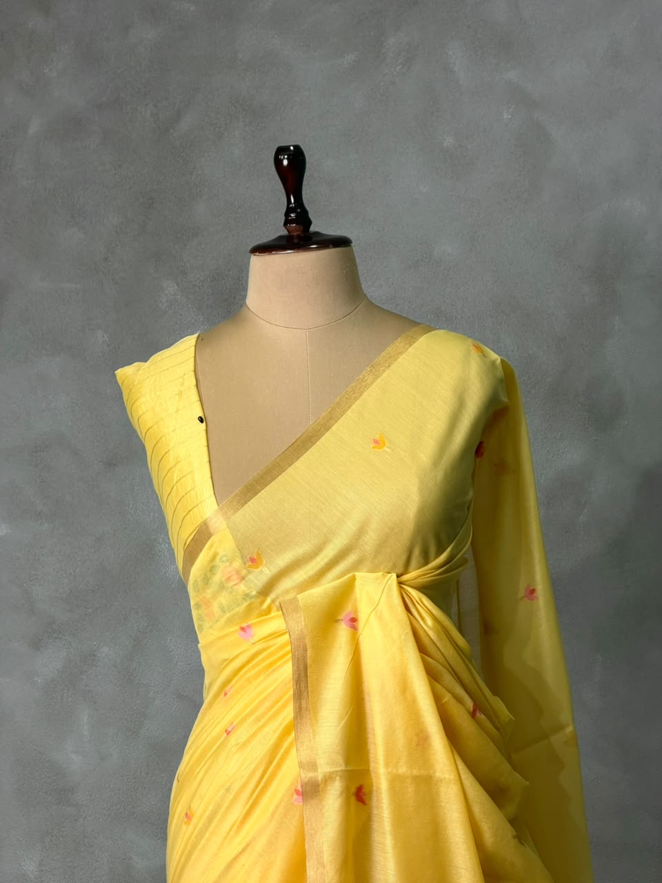 Yellow Chanderi silk cotton Jamdani woven saree- PBRJ24