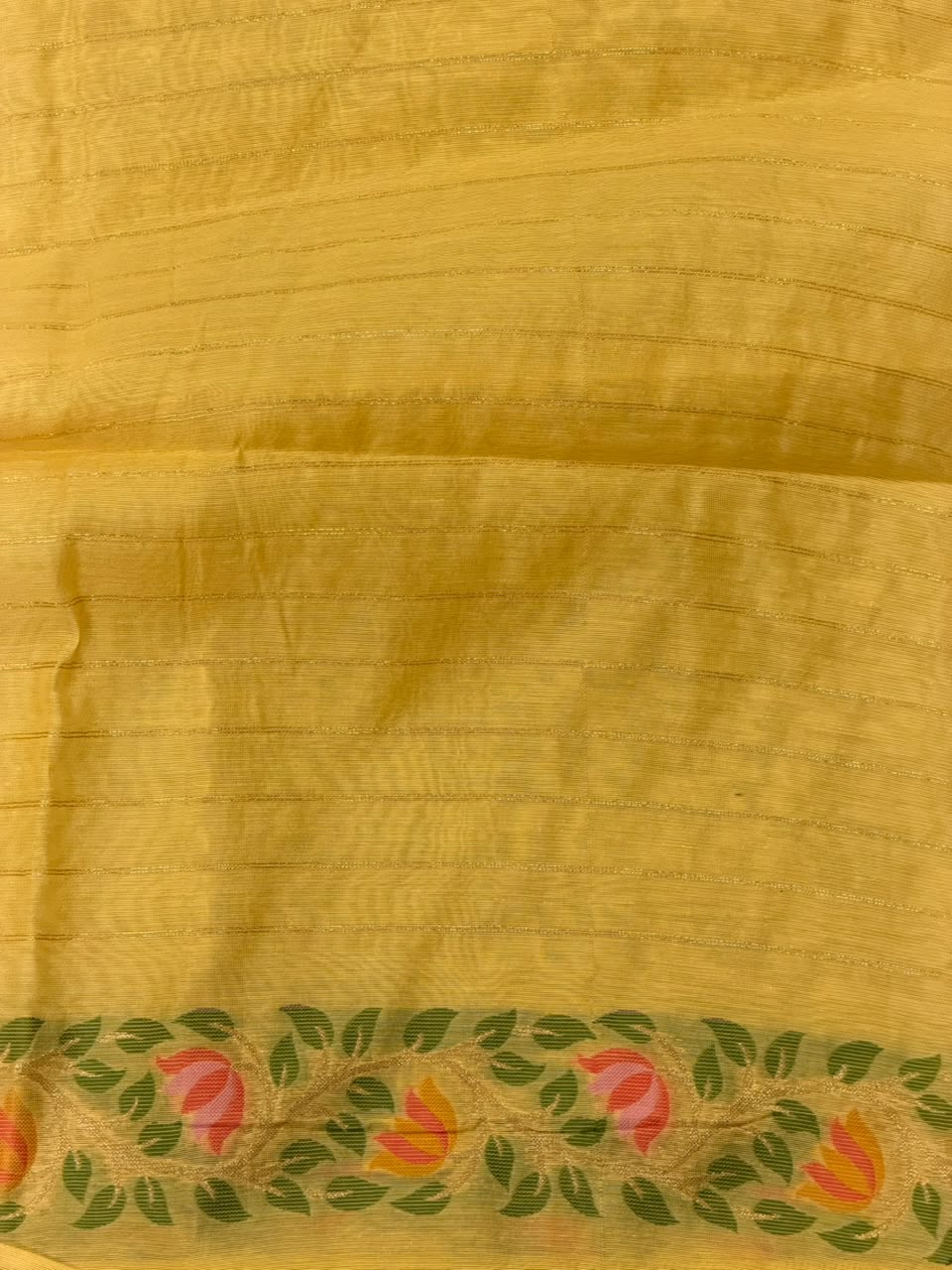 Yellow Chanderi silk cotton Jamdani woven saree- PBRJ24