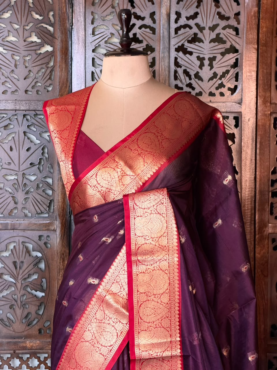 Maroon Semi banarasi silksaree -PFAZ13
