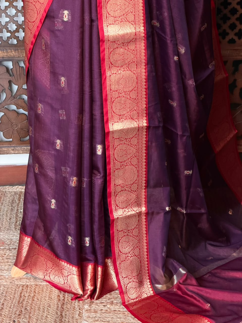 Maroon Semi banarasi silksaree -PFAZ13