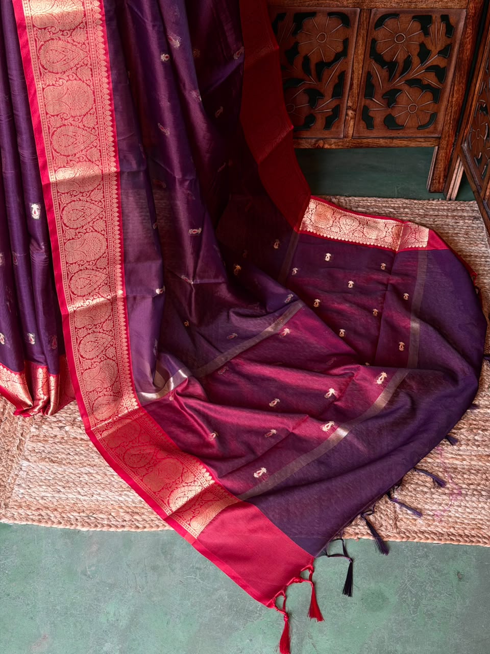 Maroon Semi banarasi silksaree -PFAZ13