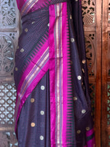 Black and magenta Semi banarasi silksaree -PFAZ9